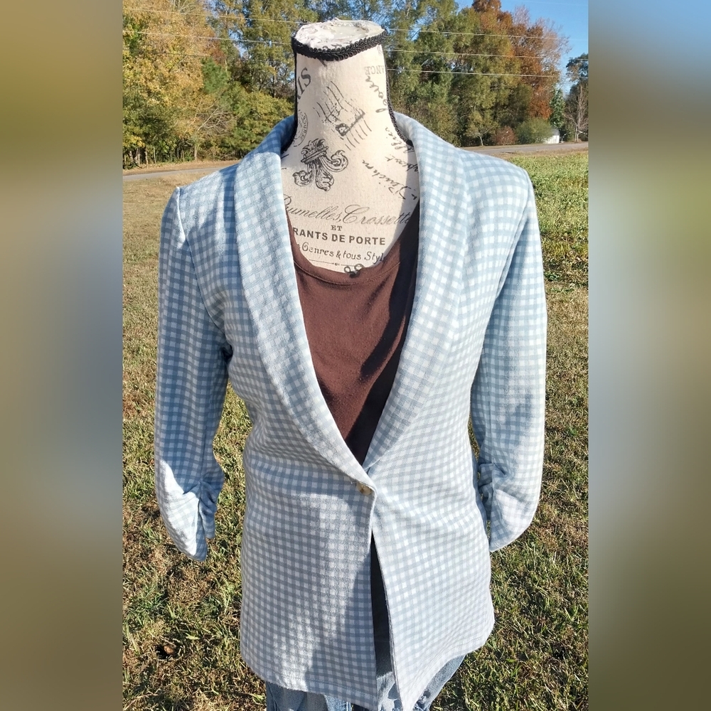 Altar'd State Blue Checkered Blazer/XS